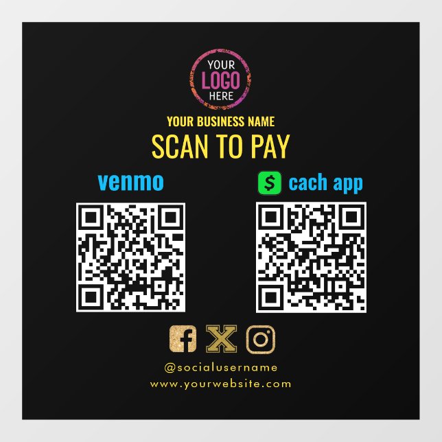 Logo Scan to Pay CashApp Venmo QR Code (Sheet)
