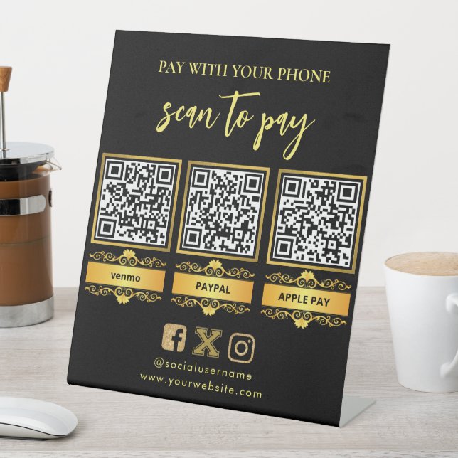 Logo Scan to Pay CashApp Venmo QR Code Pedestal Si Pedestal Sign (In SItu)