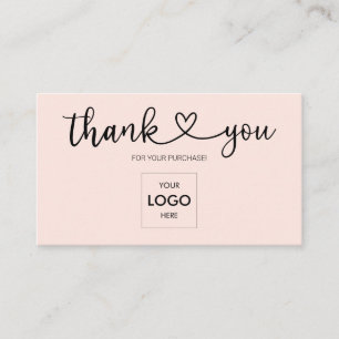 Logo Script Heart Thank You Business Card