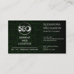 Logo SEO PPC Web Design and Marketing Green Grid Business Card