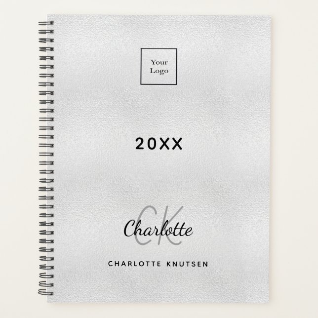 Logo silver monogram initials business 2022  planner (Front)