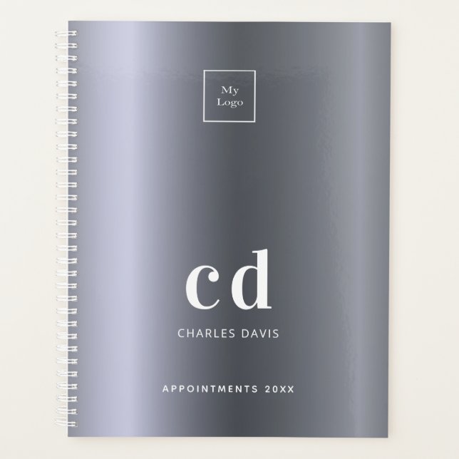 Logo silver monogram initials business 2026 planner (Front)