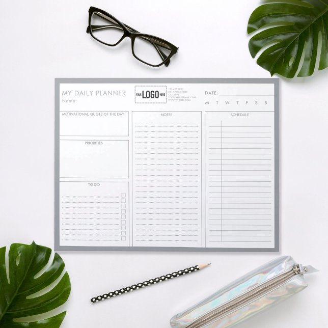 Logo Simple Basic Grey Undated Daily Planner Notepad (Creator Uploaded)