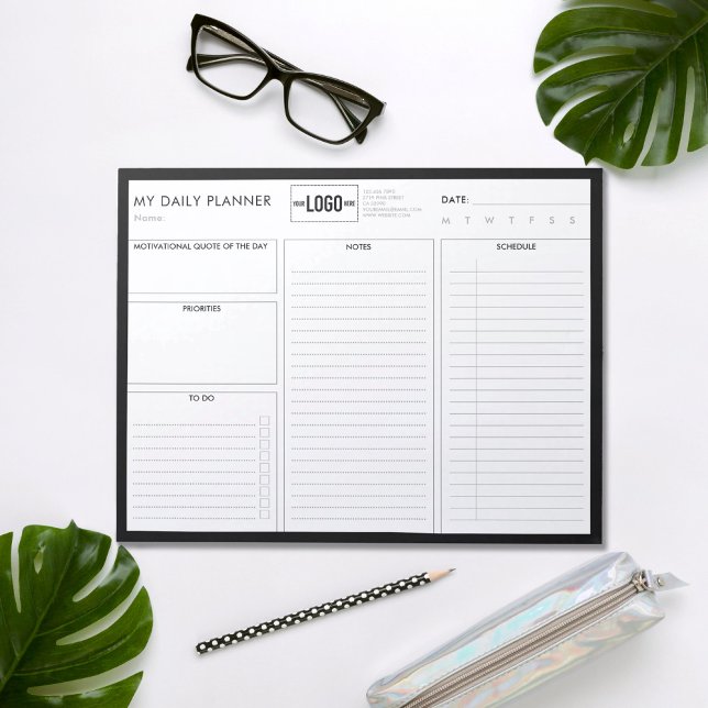 Logo Simple Black Basic Undated Daily Planner Notepad (Creator Uploaded)