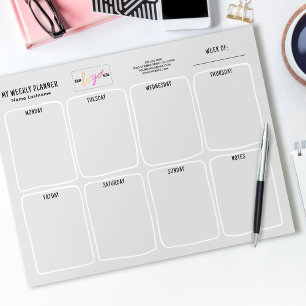 Logo Simple Tear Away Light Grey Weekly Planner Notepad