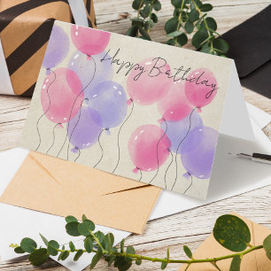 Logo Simple Watercolor Balloons Business Birthday Card