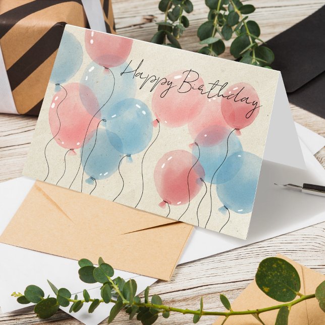 Logo Simple Watercolor Balloons Business Birthday Card (Creator Uploaded)