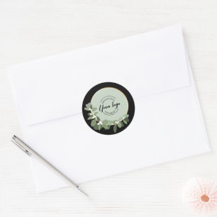 Logo small business marketing Modern wreath Classic Round Sticker