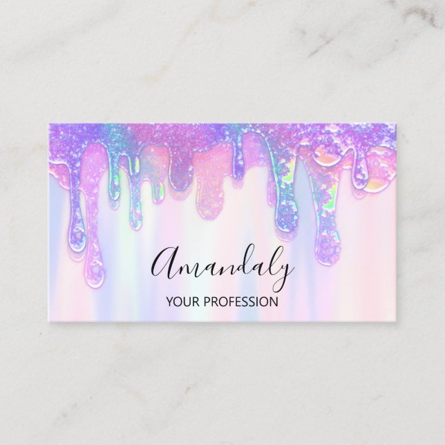 Logo Soap Holograph Drip Cosmetics Nails Pink Busi Business Card (Front)