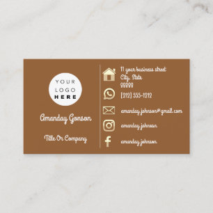  Logo Social Media Gold QR Code Address Brown Business Card