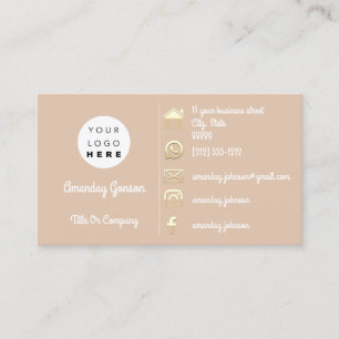 Logo Social Media Gold QR Code Adress Rose Gold Business Card