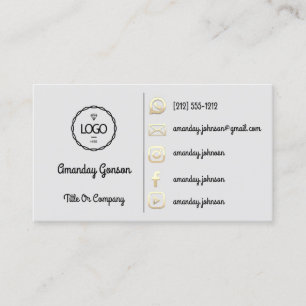 Logo Social Media Gold QR Code Gold Grey Business Card