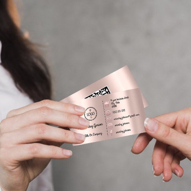  Logo Social Media Gold QR Code Rose Adress Business Card (Creator Uploaded)