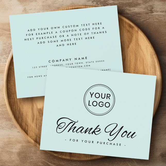 Logo social media light aqua blue thank you card (Logo social media light aqua blue thank you card)