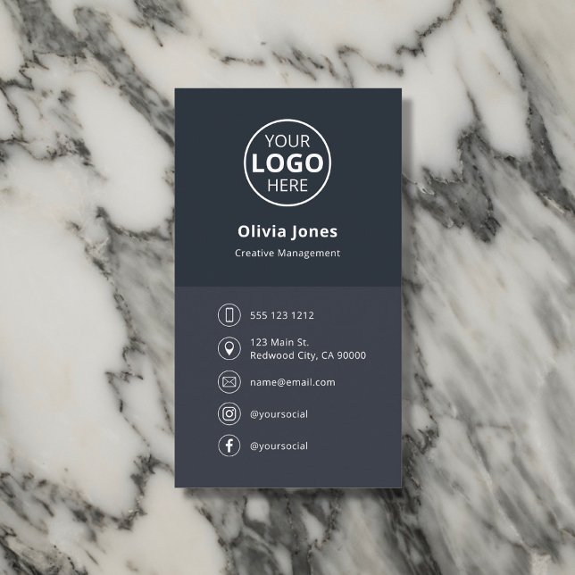 Logo Social Media Minimalist Grey Business Card (Creator Uploaded)