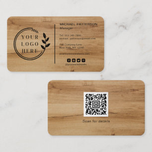 Logo Social Media QR Code Carpentry Wood Modern Business Card