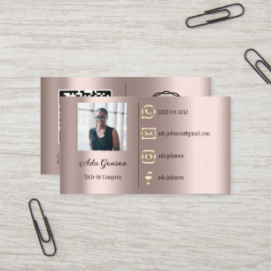  Logo Social Media QR Code Photo Custom Rose Blush Business Card