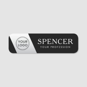 Logo staff employee light grey gradient black name tag