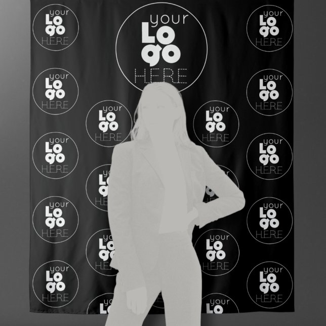 Logo Step and Repeat Black Photobooth Backdrop Tapestry (Creator Uploaded)