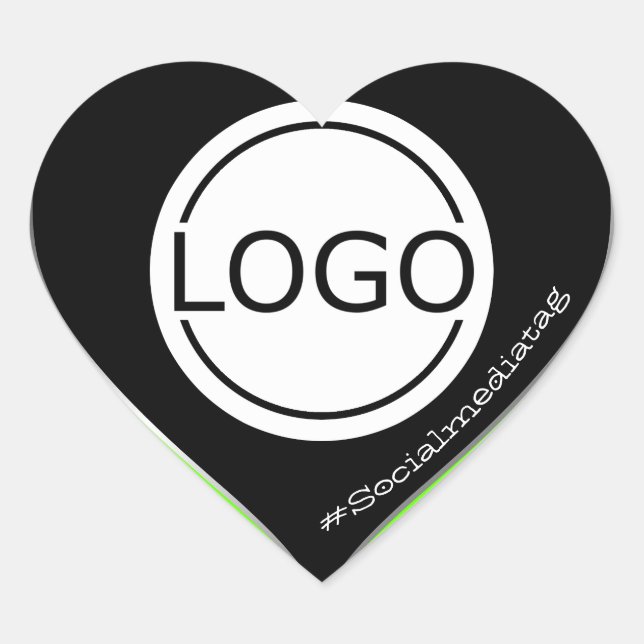 Logo Template Black Bright Green Custom Packaging  Heart Sticker (Front)