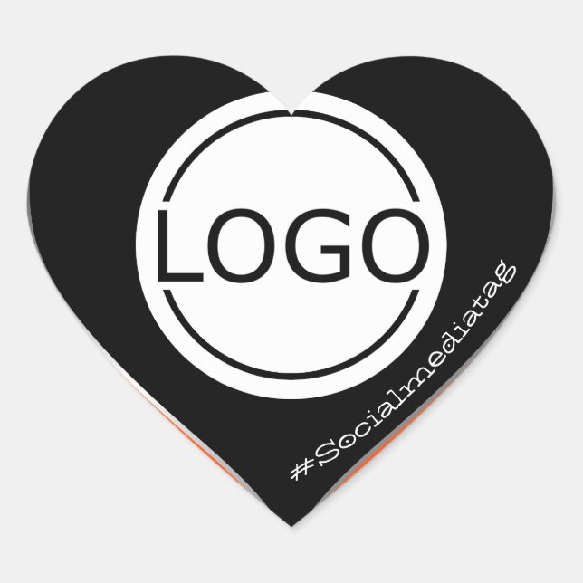 Logo Template Black Neon Orange Custom Packaging  Heart Sticker (Front)