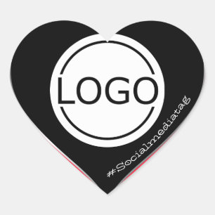 Logo Template Black Neon Pink Custom Packaging Heart Sticker