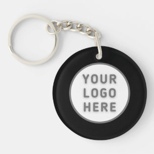 Logo Template Business Promo Simple Black Acrylic Key Ring