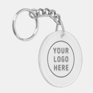 Logo Template Business Promo Simple White Acrylic Key Ring