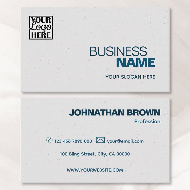Logo Template Elegant Classic Simple Blue Grey Business Card (Creator Uploaded)