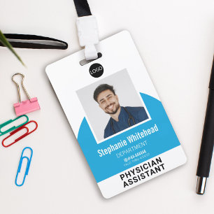 Logo Template Employee Photo Name ID Aqua Blue ID Badge