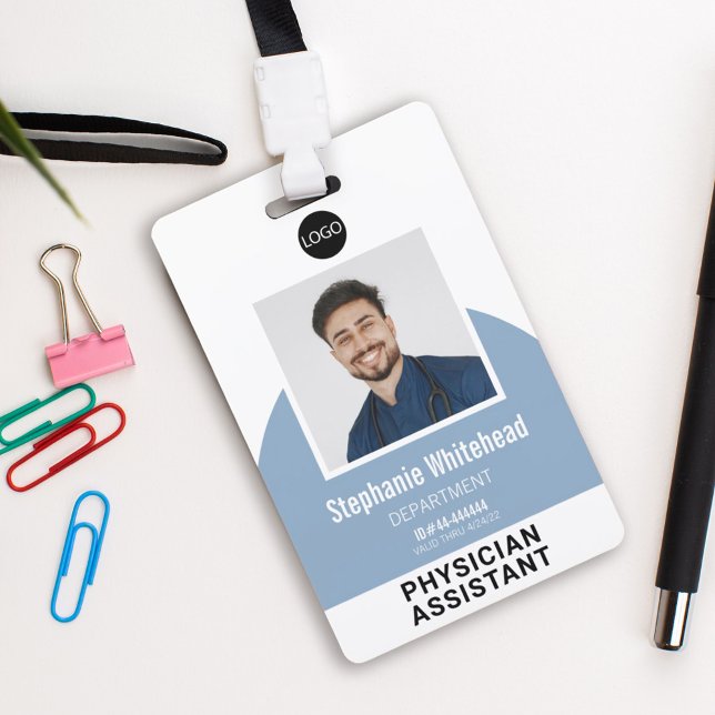 Logo Template Employee Photo Name ID Dusty Blue Badge (Your photo ID employee badge is not just an identification tool, but a powerful communication medium)