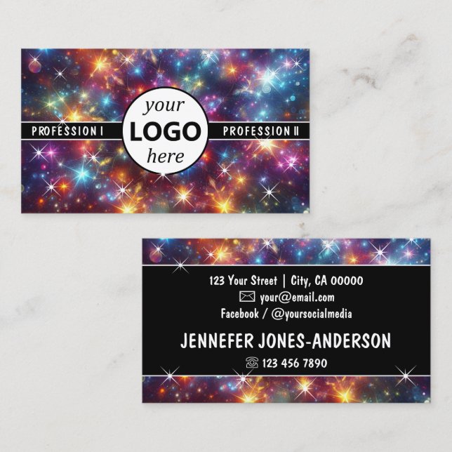 Logo Template Galaxy Stars Magic Energetic Sparkle Business Card (Front/Back)