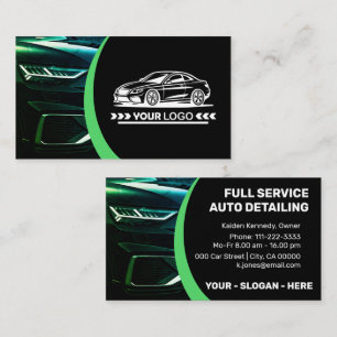 Logo Template Green Car Service Auto Detailing Business Card