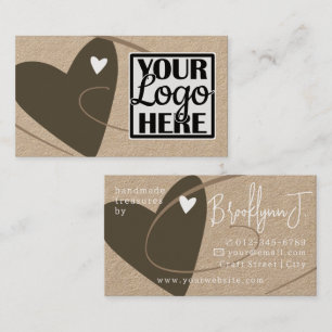 Logo Template Kraft Paper Brown Love Heart Crafter Business Card