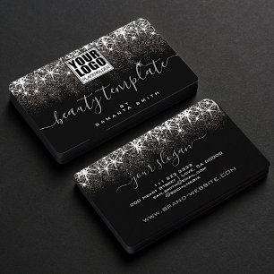 Logo Template Luminous Platinum Silver Glitter Business Card