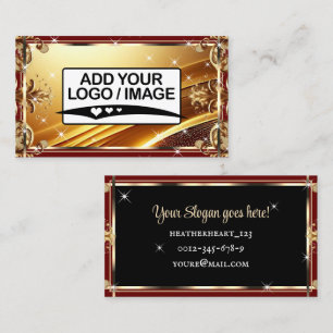 Logo Template Luxury Chic Black Gold Wine Red Business Card