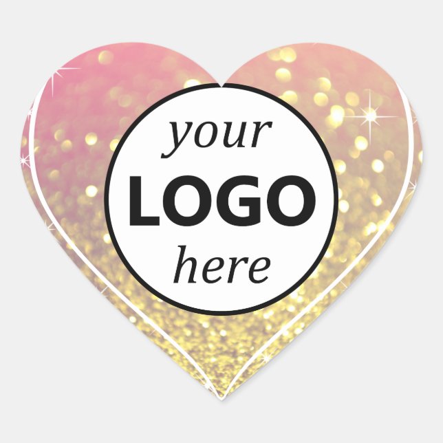 Logo Template Pink Rose Gold Glitter Sparkle Stars Heart Sticker (Front)