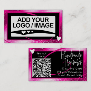Logo Template Stylish Cool Girly Pink Frame Heart Business Card