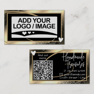 Logo Template Stylish Cool Golden Frame Cute Heart Business Card