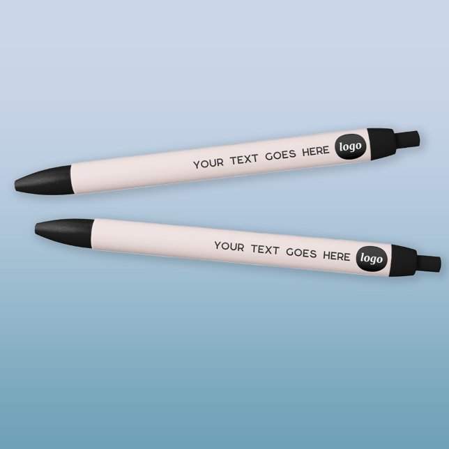 Logo Text Blush Pink Business Promotional Black Ink Pen (Logo and text custom business promotional ink pen)