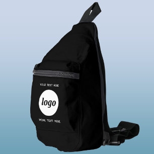 Logo Text Business Promotional Branding Black Sling Bag