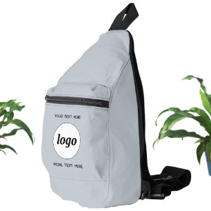 Logo Text Business Promotional Branding Blue Sling Bag
