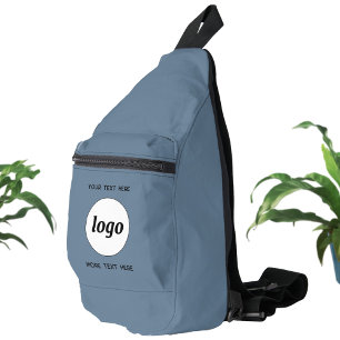 Logo Text Business Promotional Branding Blue Sling Bag