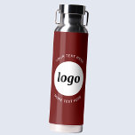Logo Text Business Promotional Branding Dark Red Water Bottle<br><div class="desc">Simple logo and custom text design to foster brand loyalty and promote your small business.  Replace the logo with your own,  and change or delete the top and lower text to customise.  Perfect for promotional purposes and to give to employees,  customers and clients.</div>