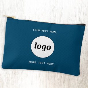 Logo Text Business Promotional Branding Teal Green Accessory Pouch