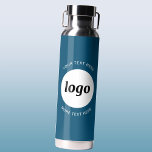 Logo Text Business Promotional Branding Teal Green Water Bottle<br><div class="desc">Simple logo and custom text design to foster brand loyalty and promote your small business.  Replace the logo with your own,  and change or delete the top and lower text to customise.  Perfect for promotional purposes and to give to employees,  customers and clients.</div>