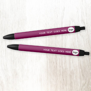 Logo Text Cherry Red Business Branding Promotional Black Ink Pen