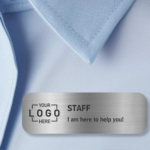 Logo Text Classic Silver Name Tag