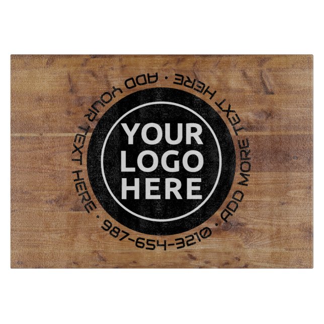 LOGO & TEXT | Custom Business Glass Cutting Board (Front)