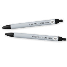 Logo Text Dusty Powder Blue Business Promotional Black Ink Pen